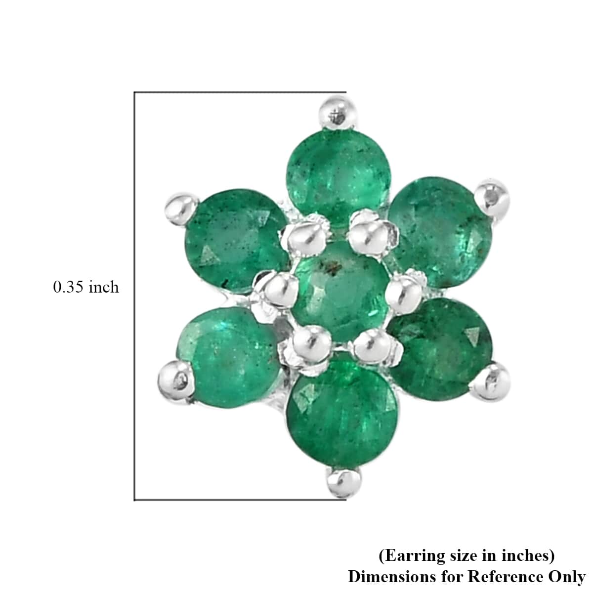 Premium Kagem Zambian Emerald Floral Earrings in Sterling Silver 0.65 ctw image number 4