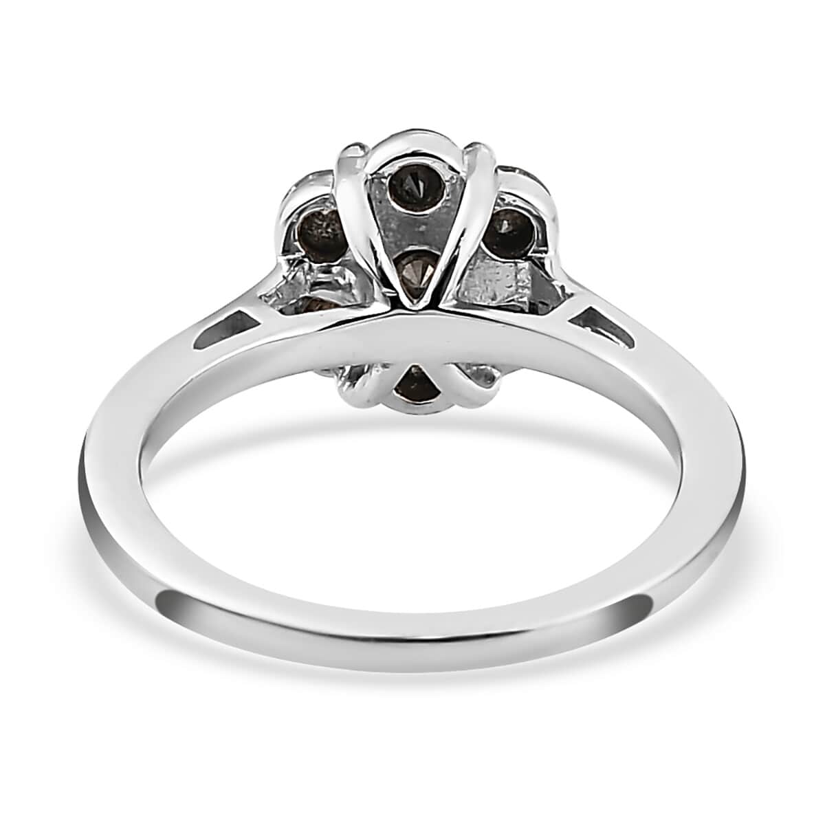 Pressure Set Black Diamond Floral Ring in Platinum Over Sterling Silver (Size 10.0) 1.00 ctw image number 4