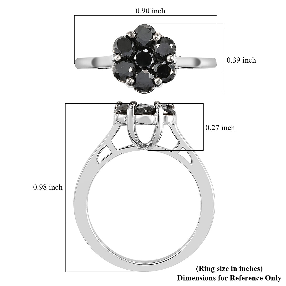 Pressure Set Black Diamond Floral Ring in Vermeil Yellow Gold Over Sterling Silver (Size 10.0) 1.00 ctw