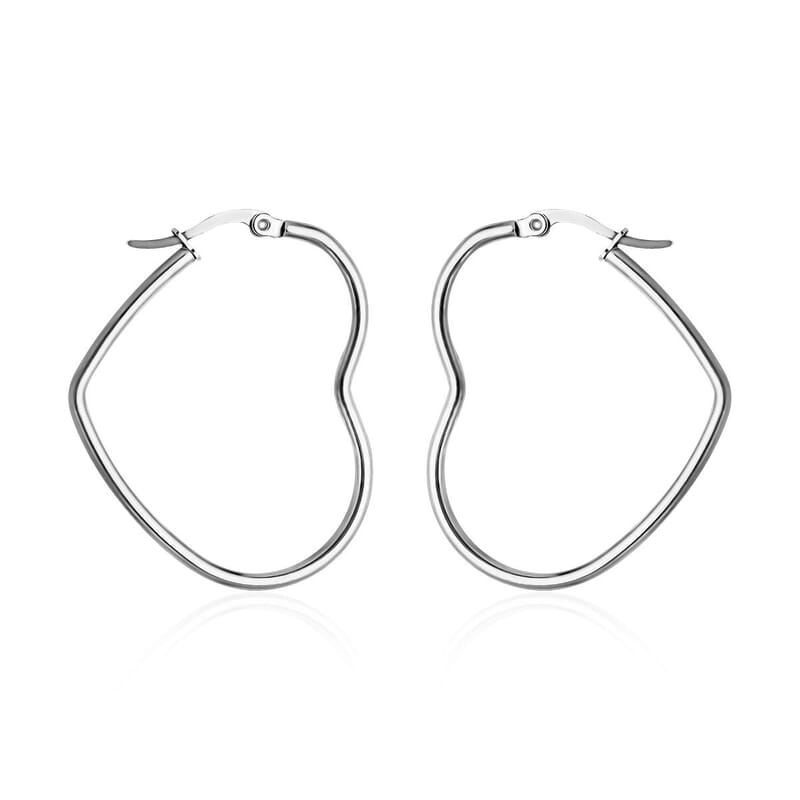 Heart Shaped Hoop Earrings in Stainless Steel