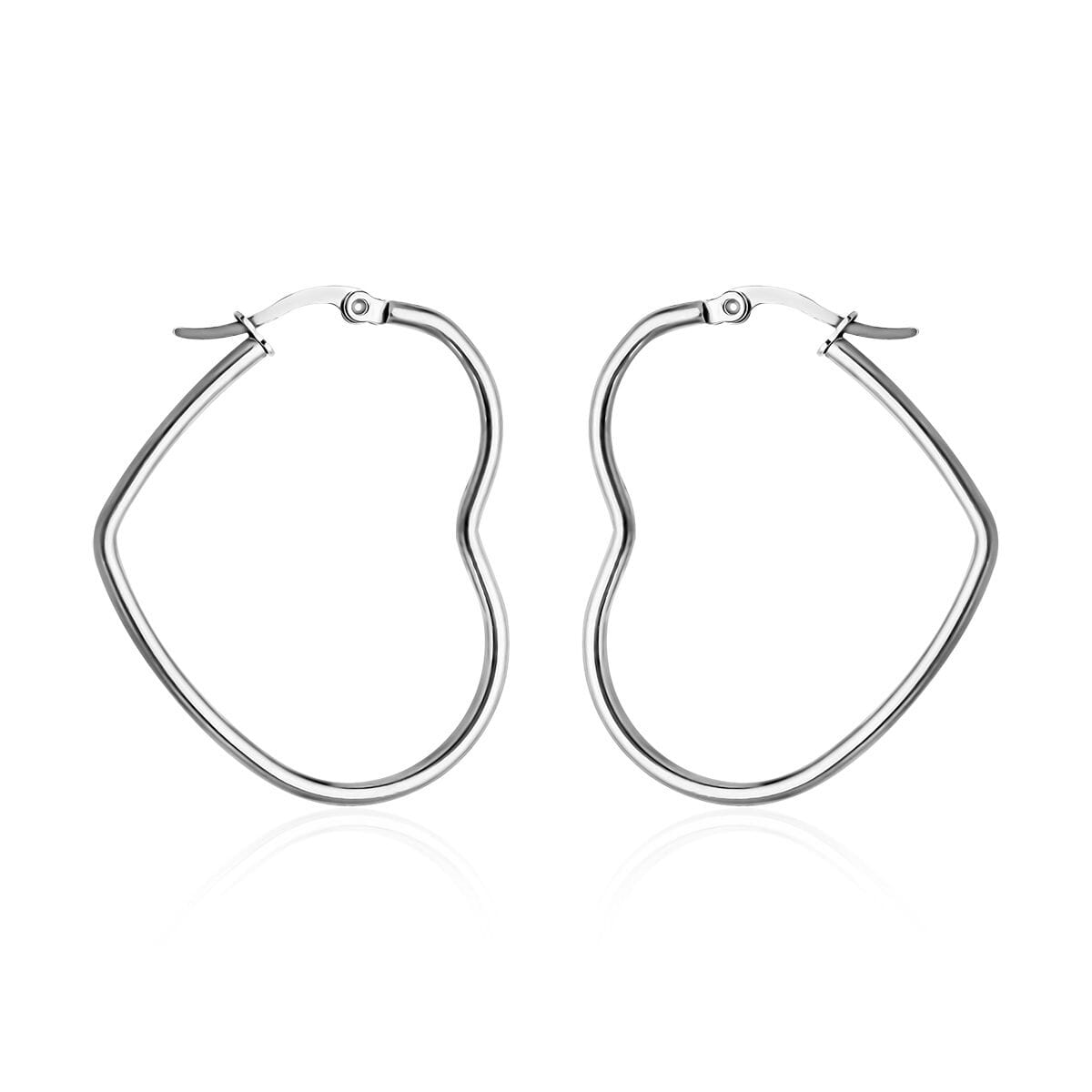 Heart Shaped Hoop Earrings in Stainless Steel image number 0