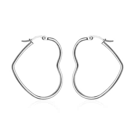 Heart Shaped Hoop Earrings in Stainless Steel image number 0
