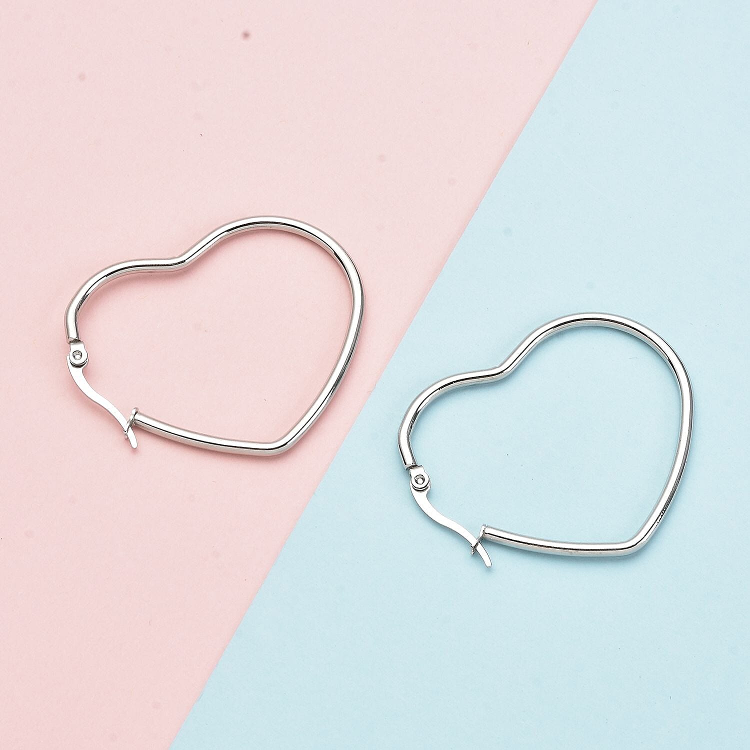Heart Shaped Hoop Earrings in Stainless Steel