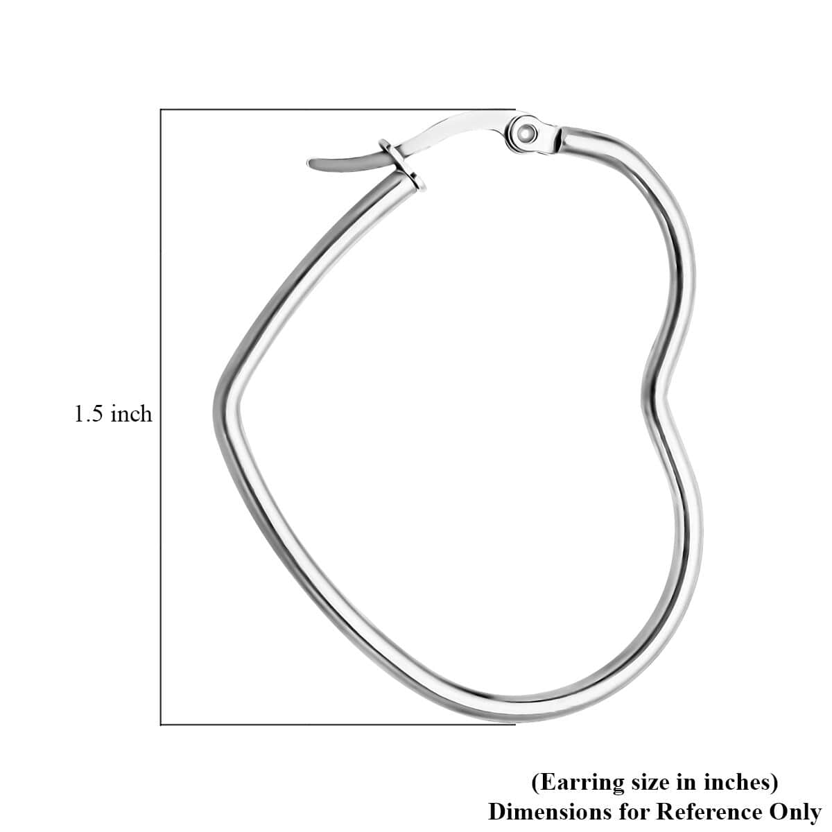 Heart Shaped Hoop Earrings in Stainless Steel image number 2