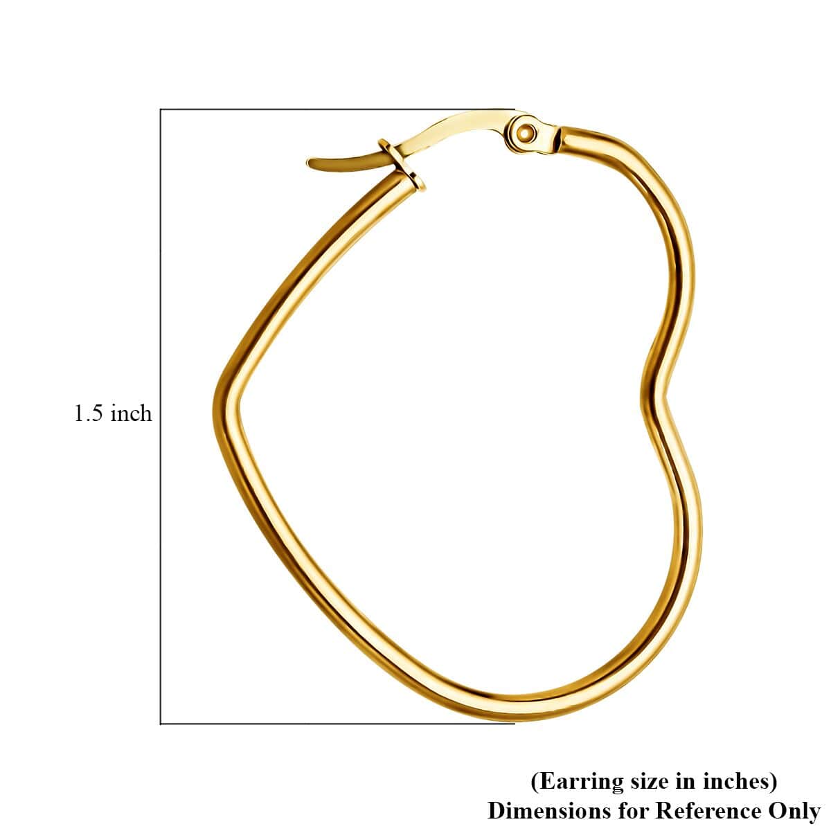 Heart Shaped Hoop Earrings in ION Plated Yellow Gold Stainless Steel image number 2