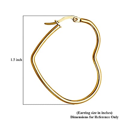 Heart Shaped Hoop Earrings in ION Plated Yellow Gold Stainless Steel