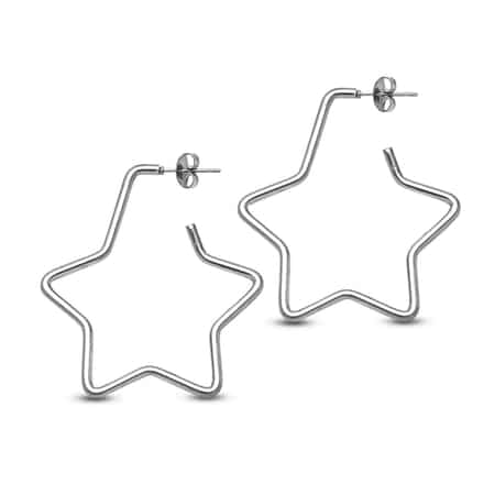 Celestial Star Shaped Hoop Earrings in Stainless Steel image number 0