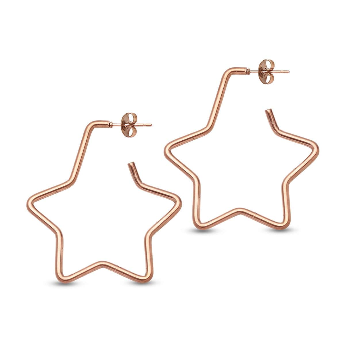 Celestial Star Shaped Hoop Earrings in ION Plated Rose Gold Stainless Steel image number 0