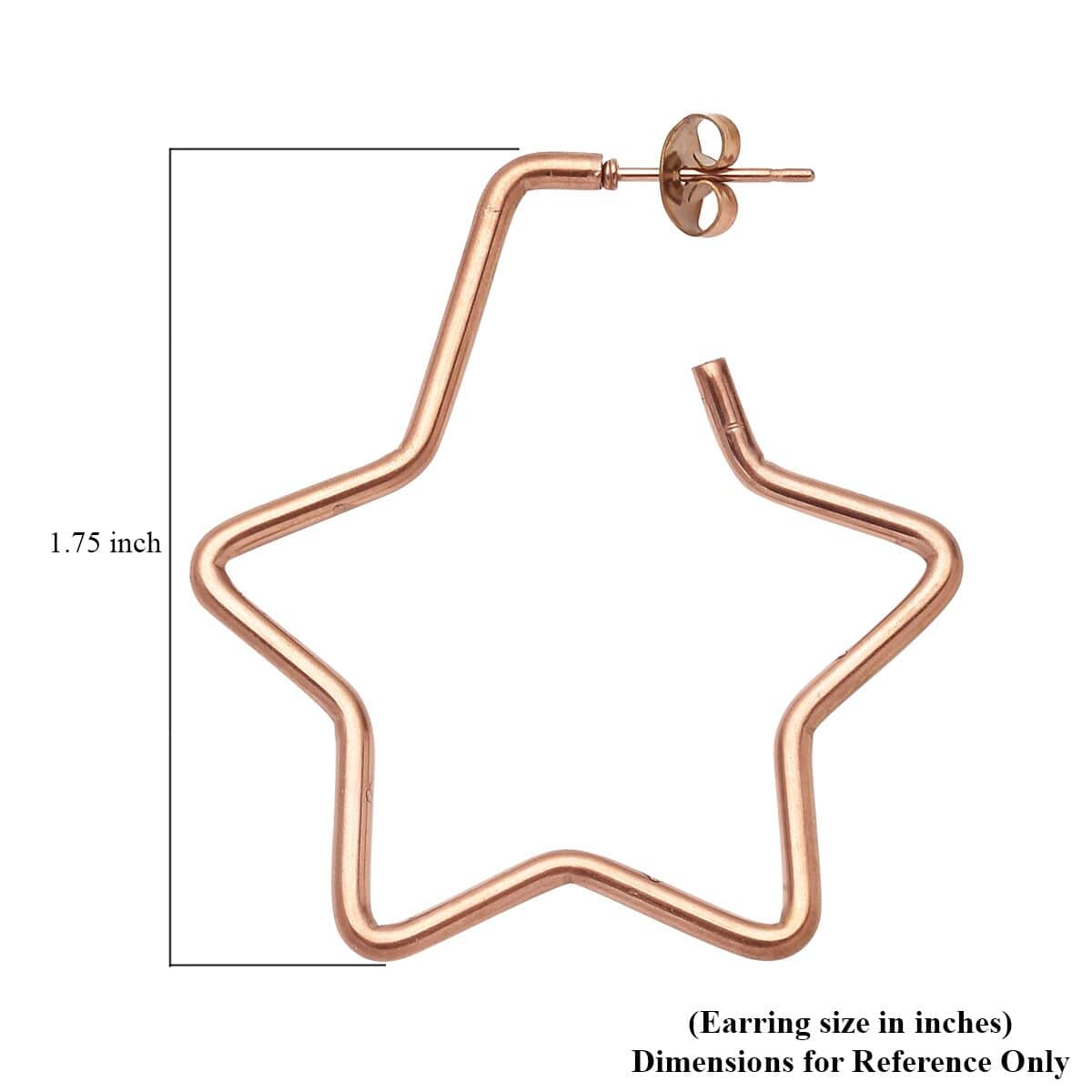 Celestial Star Shaped Hoop Earrings in ION Plated Rose Gold Stainless Steel image number 2