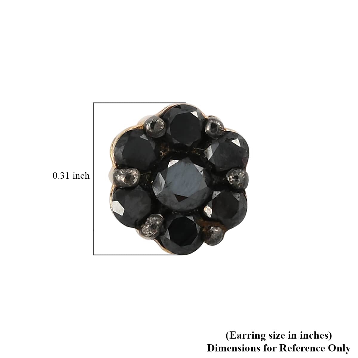 Pressure Set Black Diamond Floral Stud Earrings in Vermeil Yellow Gold Over Sterling Silver 1.00 ctw image number 4