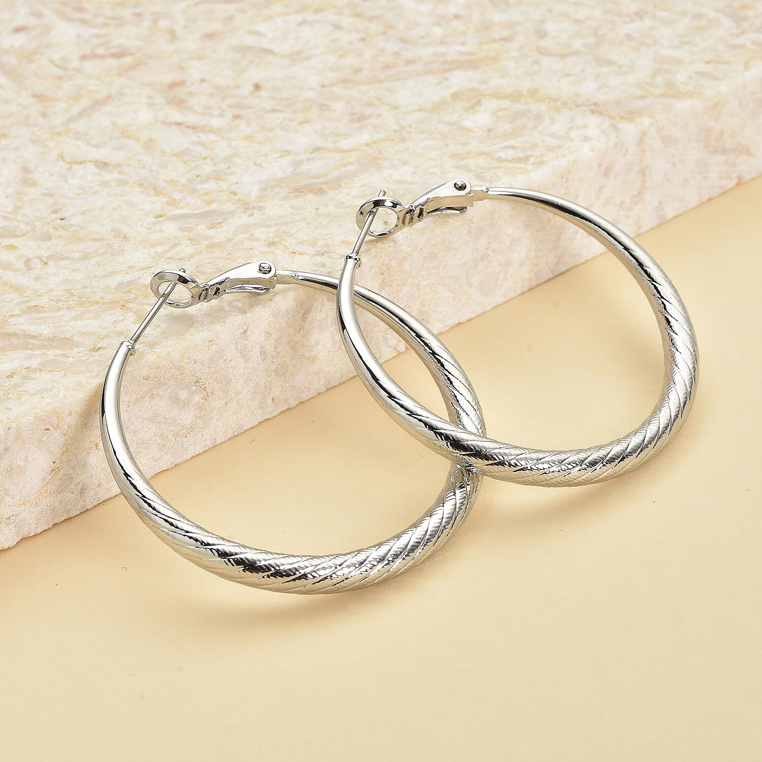 Hoop Earrings in Silvertone