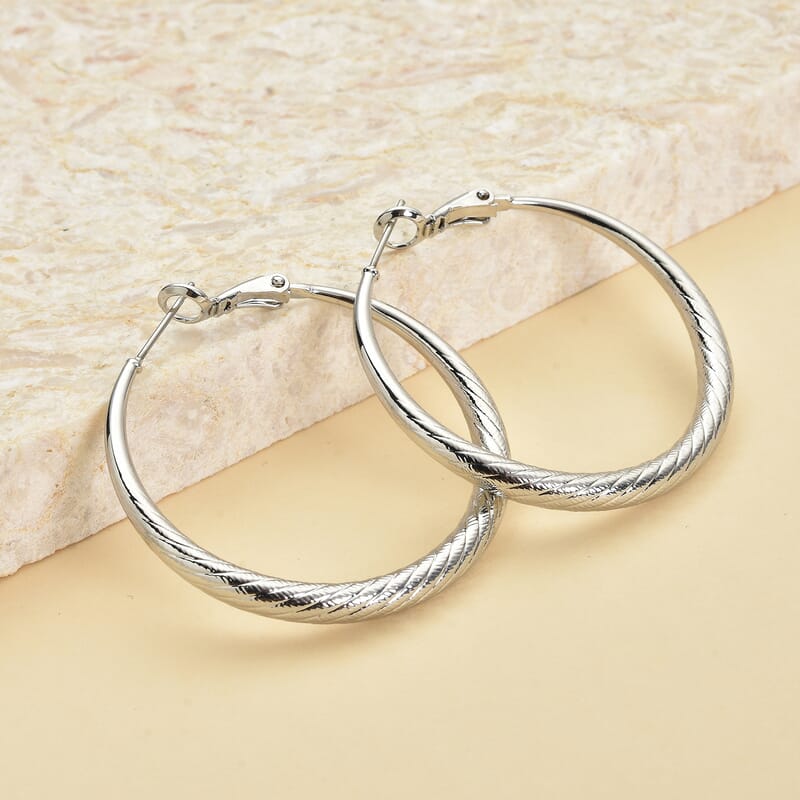 Hoop Earrings in Silvertone