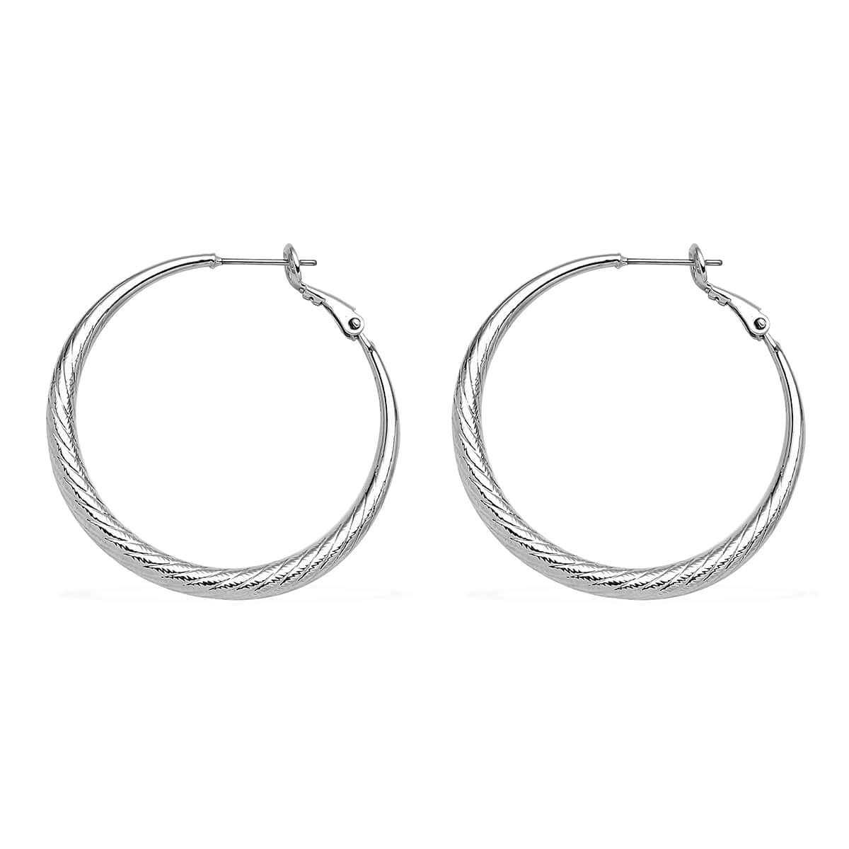 Hoop Earrings in Silvertone image number 3