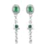 AAA Kagem Zambian Emerald and Natural White Zircon Dangling Earrings in Platinum Over Sterling Silver 1.00 ctw image number 0