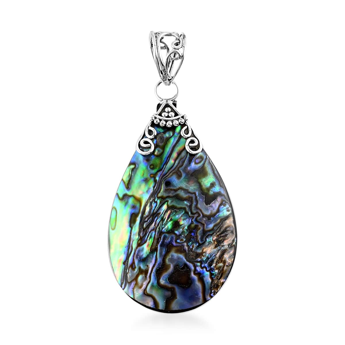 Abalone Shell Pear Shape Pendant in Sterling Silver image number 0