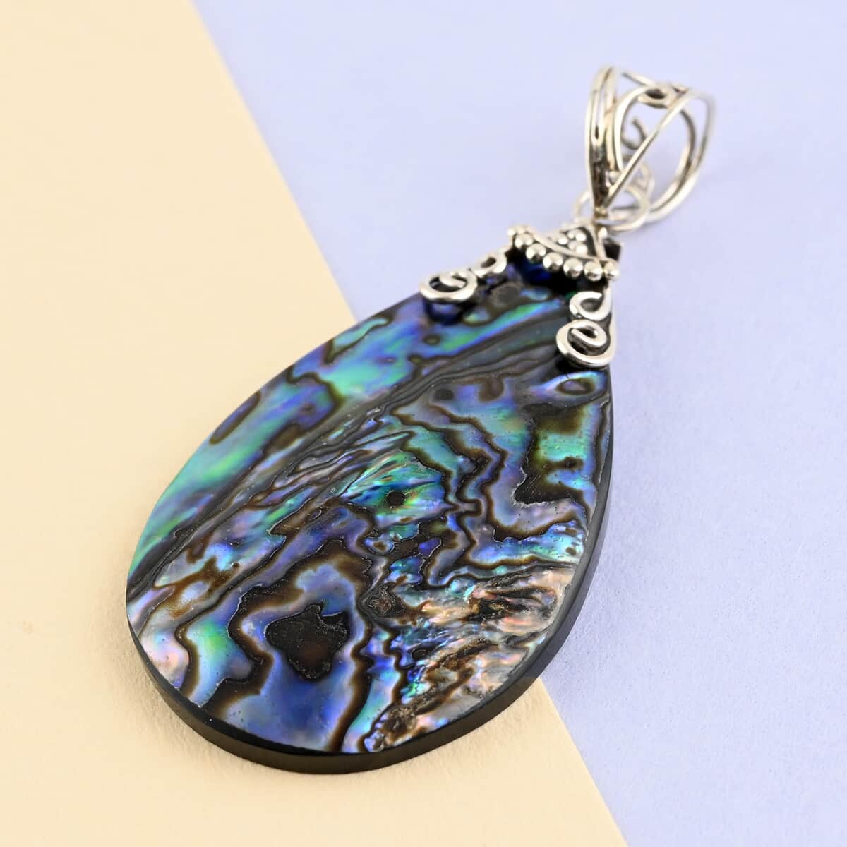 Abalone Shell Pear Shape Pendant in Sterling Silver image number 1