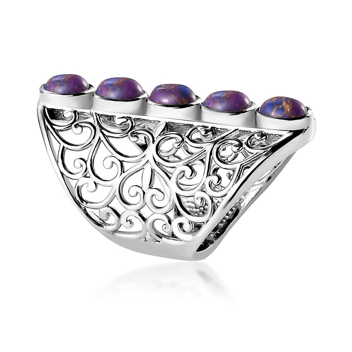 KARIS Mojave Purple Turquoise 5 Stone Ring in Platinum Bond (Size 10.0) 2.35 ctw image number 3