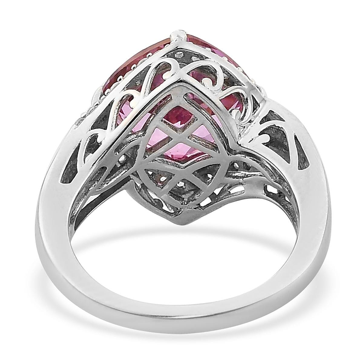 Pure Pink Mystic Topaz and Natural White Zircon Ring in Platinum Over Sterling Silver (Size 9.0) 5.25 ctw image number 4