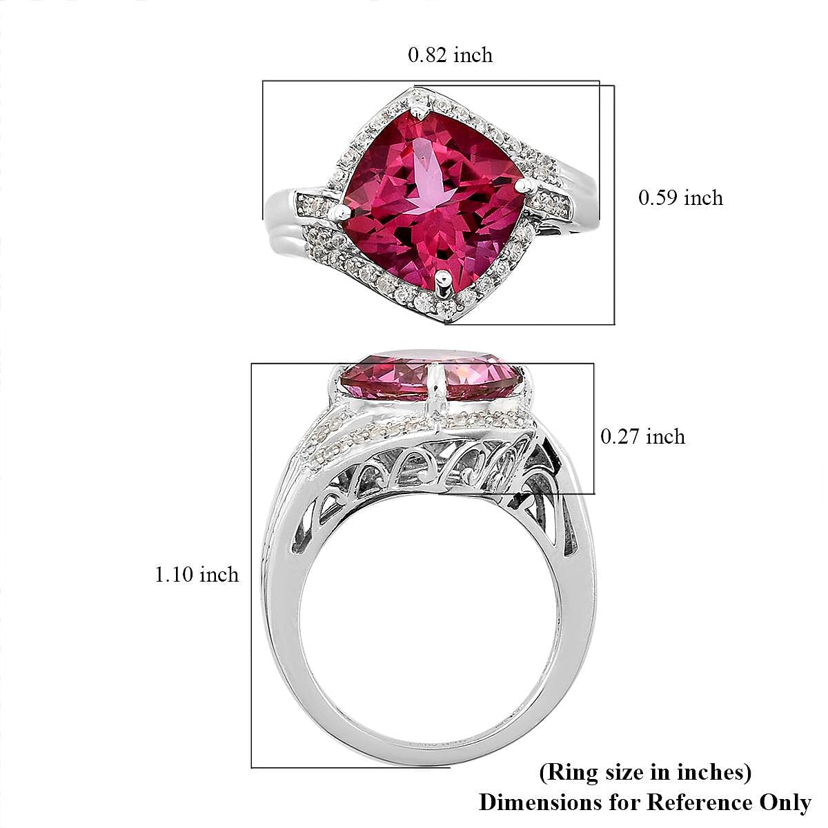 Pure Pink Mystic Topaz and Natural White Zircon Ring in Platinum Over Sterling Silver (Size 9.0) 5.25 ctw image number 5