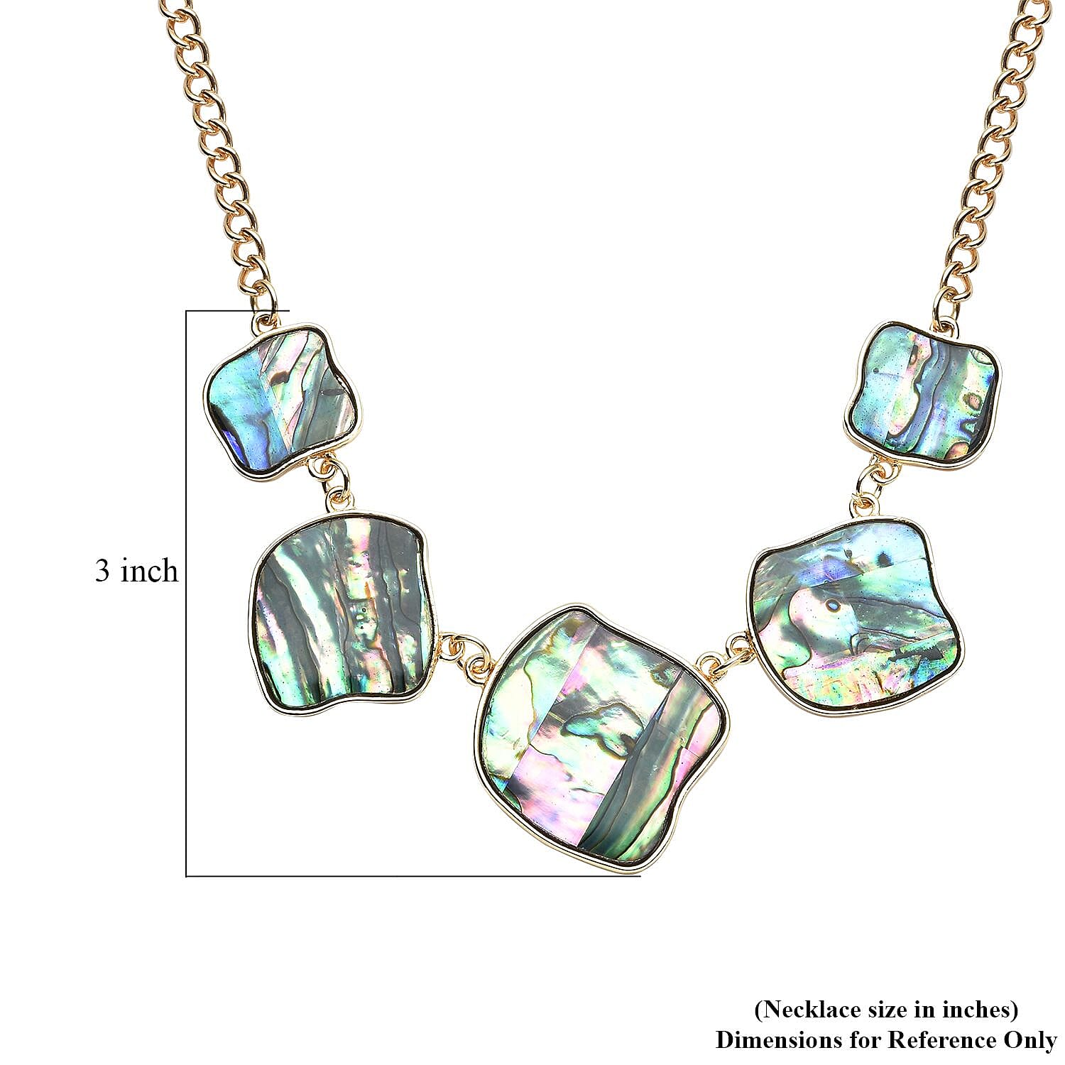 Abalone Shell Necklace 20-22 Inches in Goldtone