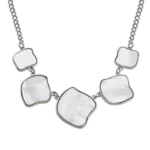 White Shell Necklace in Silvertone 20-22 Inches