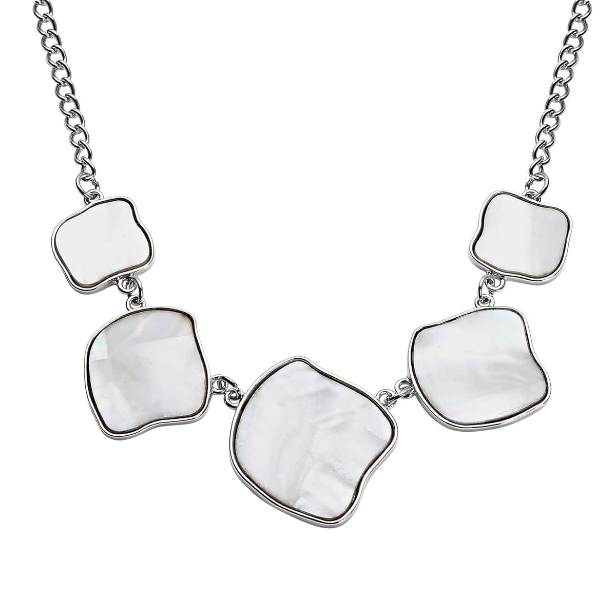 White Shell Necklace 20-22 Inches in Silvertone image number 0