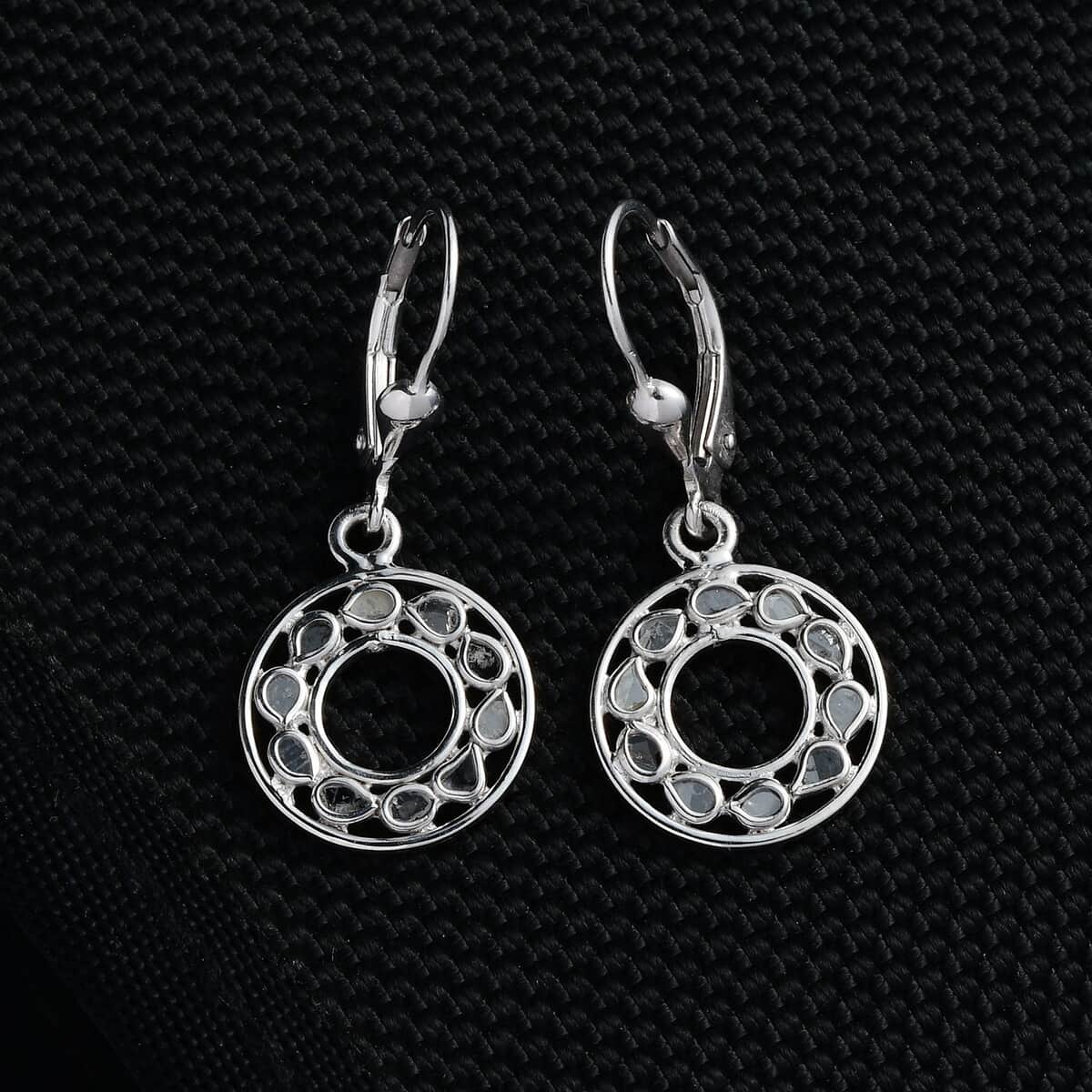 Polki Diamond Lever Back Hexagon Earrings in Sterling Silver 0.25 ctw image number 1