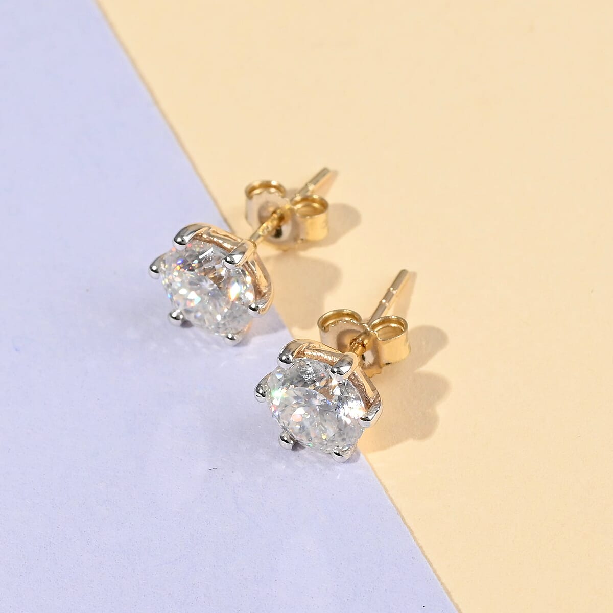 17th Apr TLV 10K Yellow Gold   Moissanite  Earring ,  Gold Wt. 1.2 g 1.78 ctw image number 1