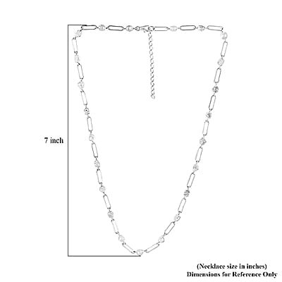 Polki Diamond Necklace in Sterling Silver, Paper Clip Necklace, Silver Chain Necklace (18 Inches) 5.00 ctw