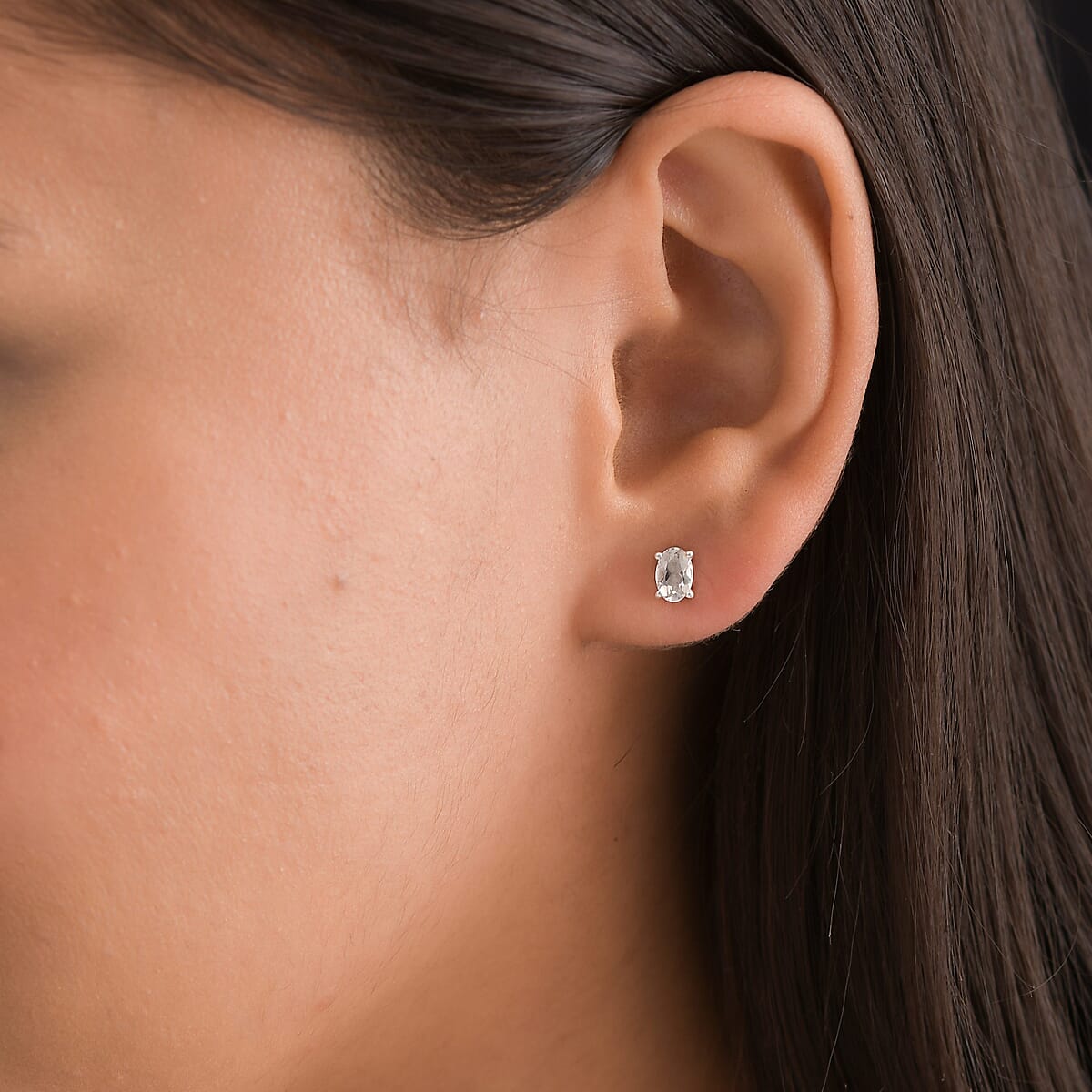 D'Joy Brazilian Petalite Solitaire Stud Earrings in Sterling Silver, Petalite Jewelry, Birthday Anniversary Gift For Her 0.75 ctw image number 2