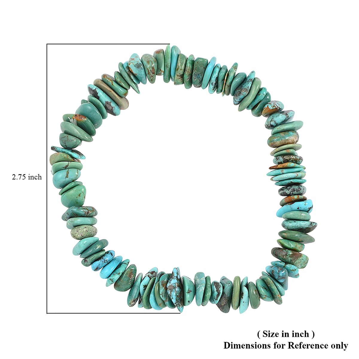 Turquoise Chips Beaded Stretch Bracelet 92.00 ctw image number 2
