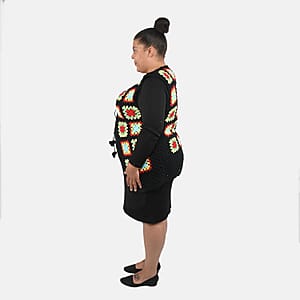 Tamsy Black and Red Traditional Handwoven Crochet Vest - One Size Fits Most