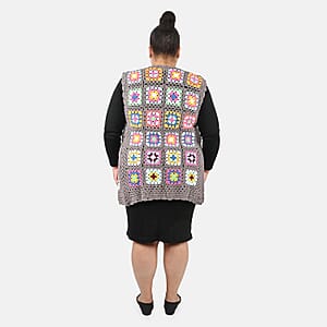 Tamsy Gray Traditional Handwoven Crochet Vest - One Size Fits Most
