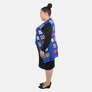 Tamsy Blue Traditional Handwoven Crochet Vest - One Size Fits Most