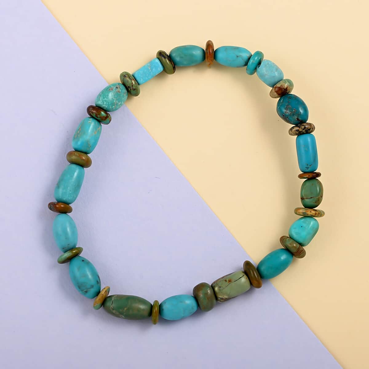 Turquoise Bead Bracelet| Stretch Bracelet| Turquoise Bracelet 46.00 ctw image number 1