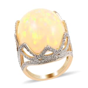 Luxoro 10K Yellow Gold Ethiopian Welo Opal and G-H I3 Diamond Ring (Size 8.0) 7.40 Grams 28.35 ctw