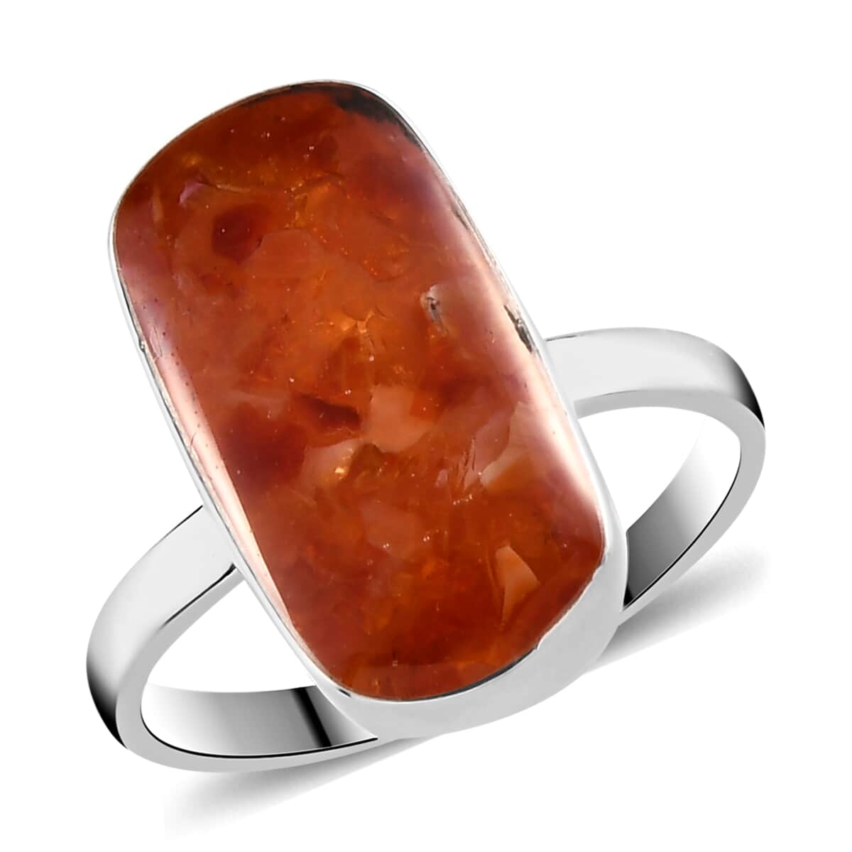 Artisan Crafted Fire Opal Chips Elongated Ring in Sterling Silver (Size 7.0) 5.00 ctw image number 0