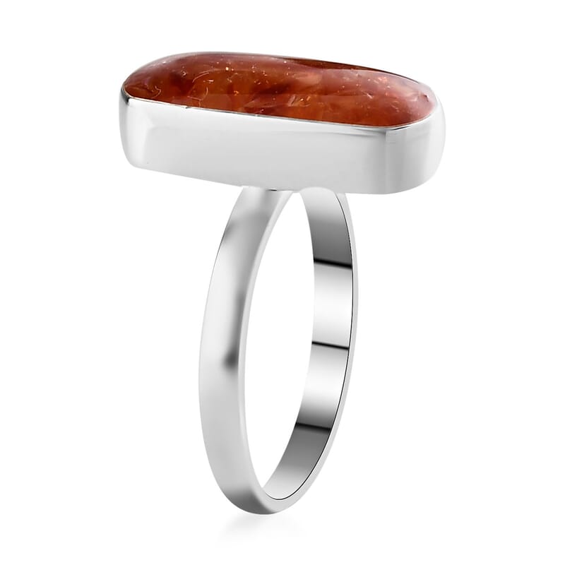 Artisan Crafted Fire Opal Chips Elongated Ring in Sterling Silver (Size 7.0) 5.00 ctw