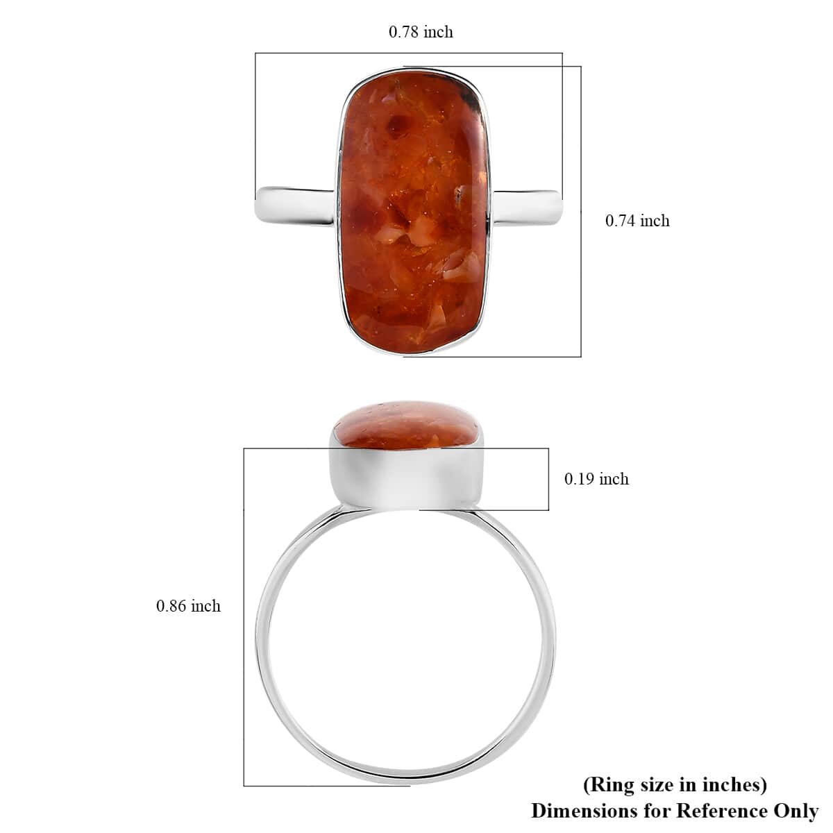 Artisan Crafted Fire Opal Chips Elongated Ring in Sterling Silver (Size 7.0) 5.00 ctw image number 5
