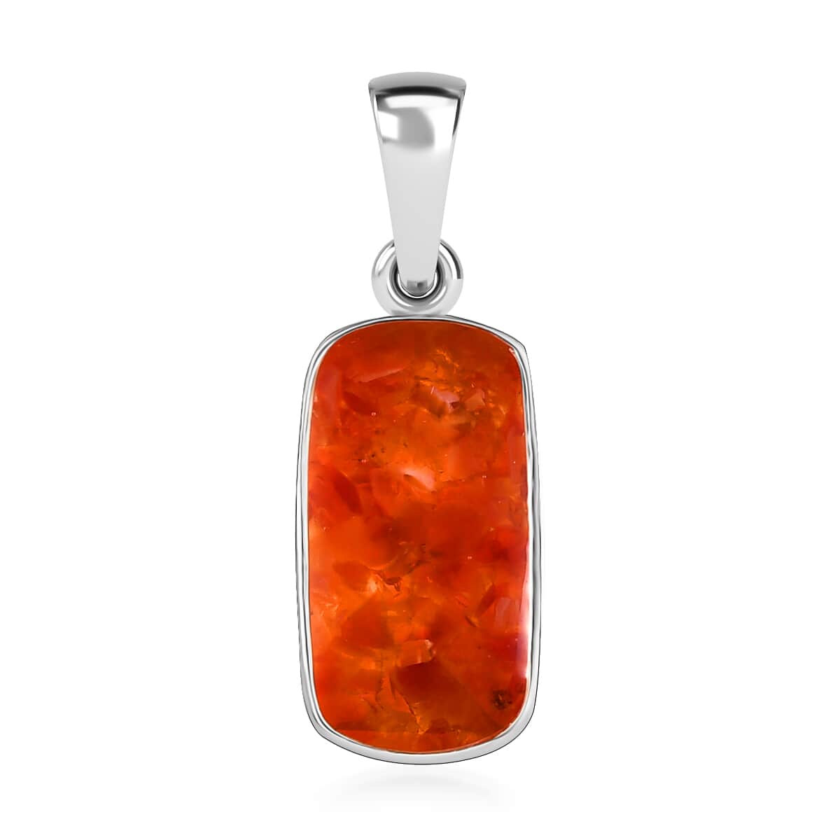 Artisan Crafted Fire Opal Chips Elongated Pendant in Sterling Silver 5.00 ctw image number 0