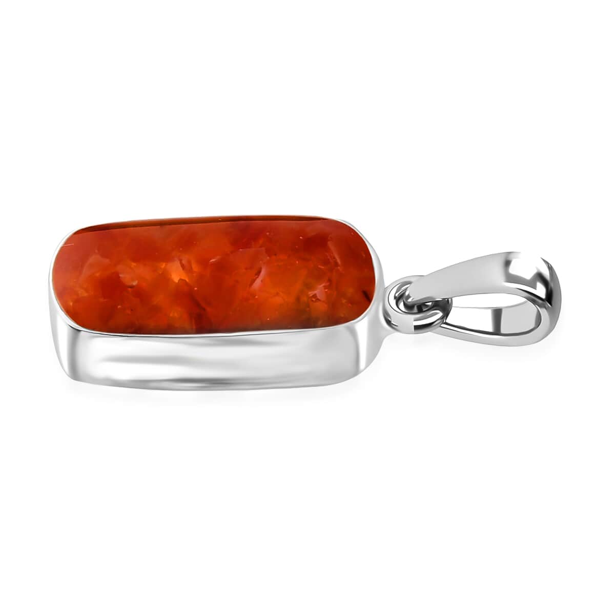Fire Opal Chips Elongated Pendant in Sterling Silver 5.00 ctw image number 2