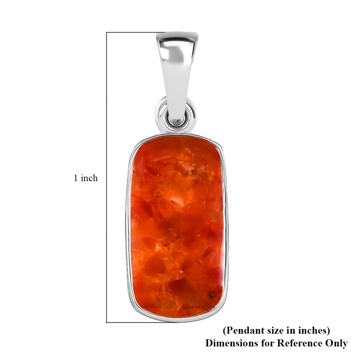 Artisan Crafted Fire Opal Chips Elongated Pendant in Sterling Silver 5.00 ctw image number 4
