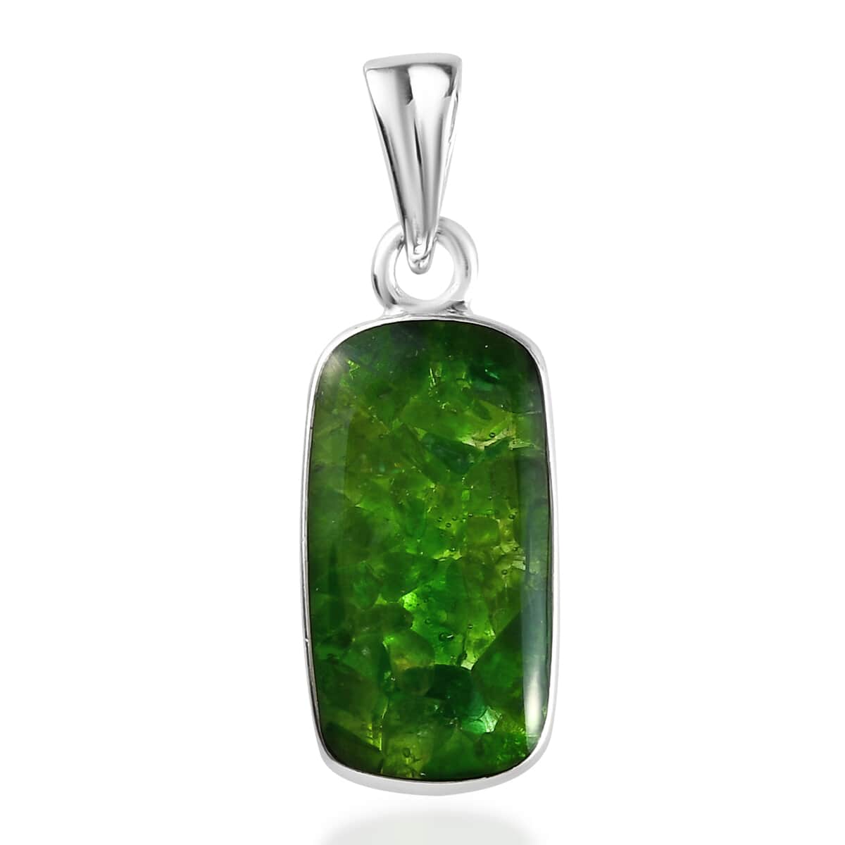 Artisan Crafted Chrome Diopside Chips Solitaire Pendant in Sterling Silver 5.00 ctw image number 0