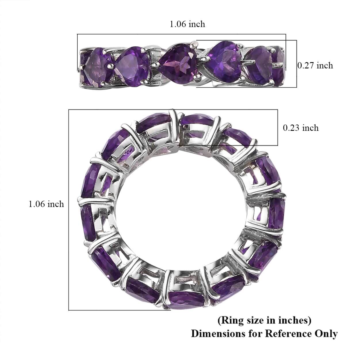 Rose De France Amethyst Ring in Platinum Over Sterling Silver (Size 6.0) 5.60 ctw image number 5