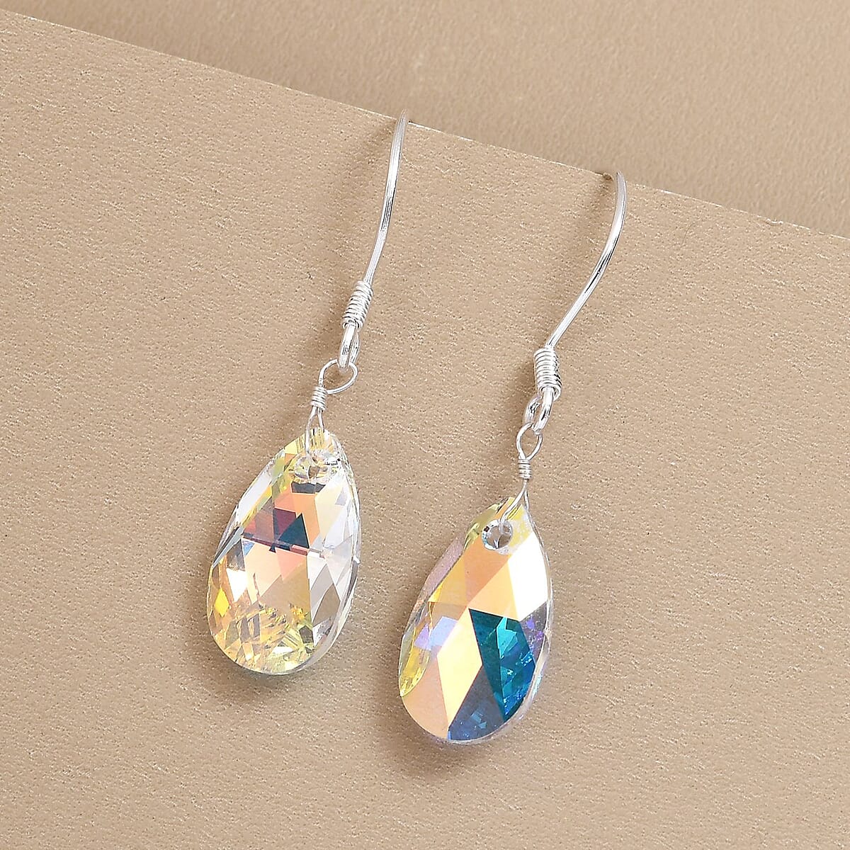 D'Joy Aurora Borealis Crystal Earrings in Sterling Silver image number 1