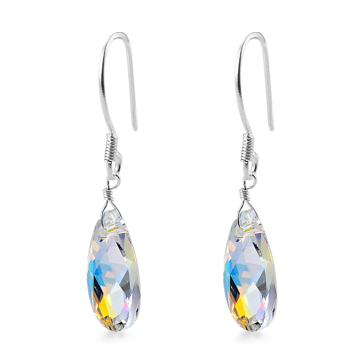 D'Joy Aurora Borealis Crystal Earrings in Sterling Silver image number 3