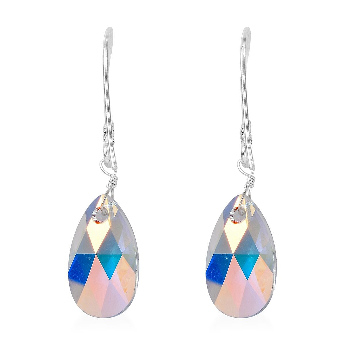 D'Joy Aurora Borealis Crystal Earrings in Sterling Silver image number 4