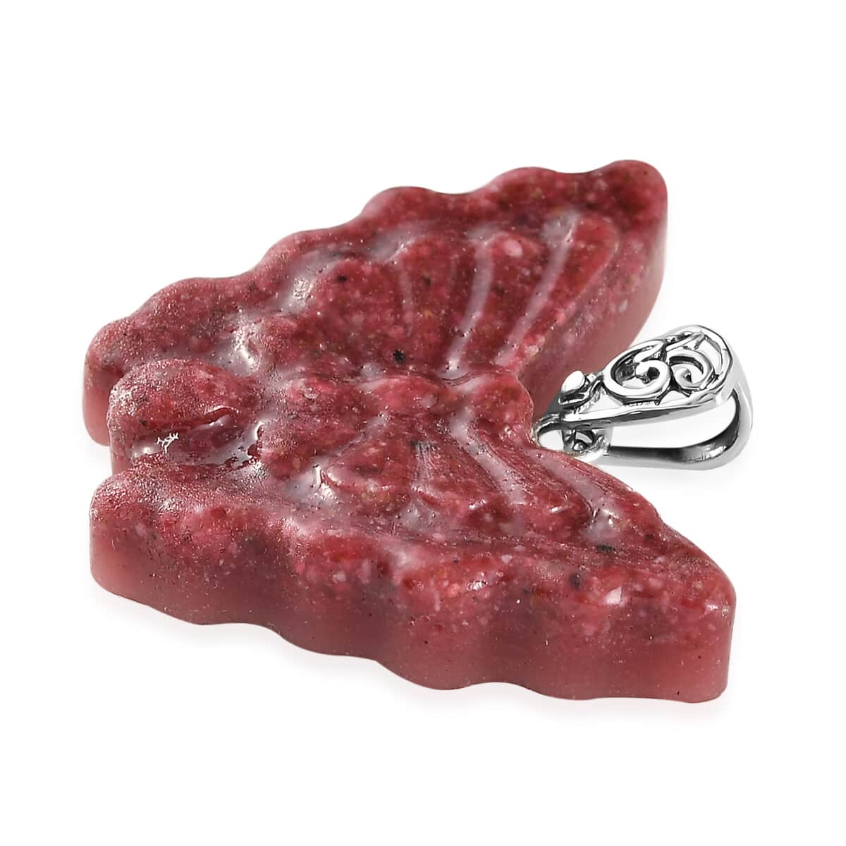 Freshened Thulite Butterfly Pendant in Sterling Silver 45.25 ctw image number 2