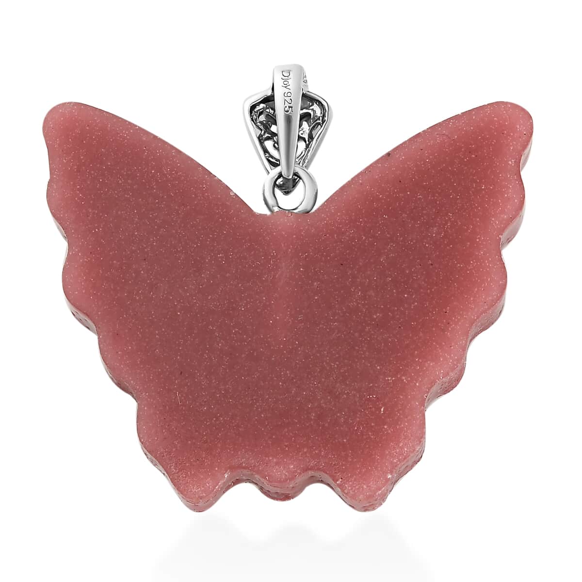 Freshened Thulite Butterfly Pendant in Sterling Silver 45.25 ctw image number 3