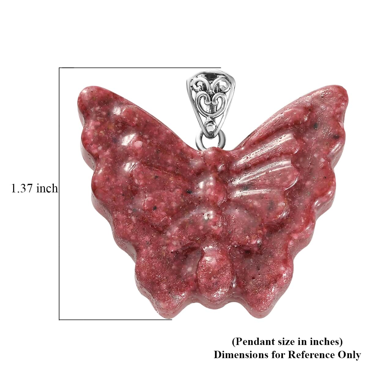Freshened Thulite Butterfly Pendant in Sterling Silver 45.25 ctw image number 4